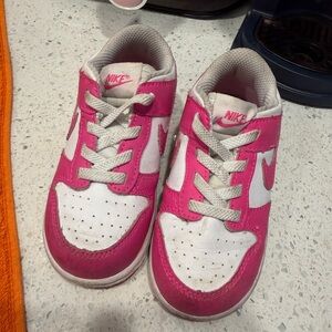 Nike Kids Pink and White dunks size 8c